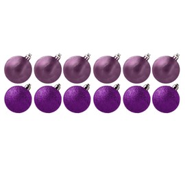 Davies Christmas Decoration 12 Pack 30mm Glitter / Plain Baubles (DP) - PURPLE