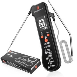 G.a HOMEFAVOR - Termómetro digital para carne 3 en 1 | Termómetro de comida de lectura instantánea con sonda plegable, sonda cableada, modo infrarrojo