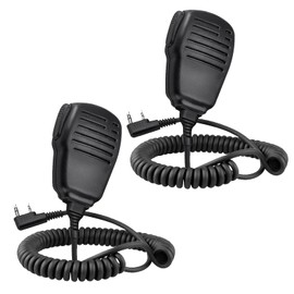 SAMCOM Shoulder Mic of Walkie Talkies, Two Way Radio Speaker Microphone, Handheld Walkie Talkie Microphone for Most 2 Way Radios, 2 Pin Radio Mic with PTT (2 Pack)