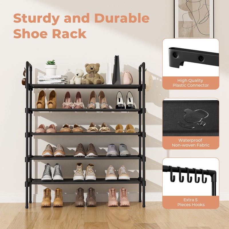 LANTEFUL 5 Tier Shoe Rack for Closet Shoe Organizer with