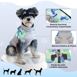 Lesucci Chaleco para Perro, Chaqueta Térmica de Invierno para Perro Pequeño, Impermeable y Resistente al Viento, Chaleco para Perro para Clima Frío, Camuflaje Azul, Pequeño
