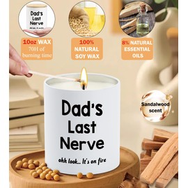 10oz Dad Candle Gifts for Fathers Day Birthday Dad Gifts from Daughter Son, Best Dad Ever Gifts, New Dad Step Dad Bonus Dad Father in Law Gifts, Father Dad Sandalwood Scented Candle