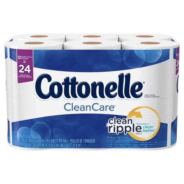 Cottonelle Ultra CleanCare Toilet Paper, Strong Bath Tissue, 12 Double Rolls