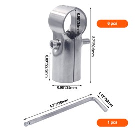 ZHSLDQ 6 Sets of T Clamps,Stainless Steel, Silver, Pipe Clamps, 1" OD, 25MM