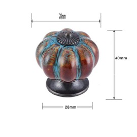 KanDery 6PCS Vintage Drawer Knobs, Ceramic Cabinet Knobs, Chic Leopard Drawer Knobs, Antique Pumpkin Kitchen Cupboard Handles, 40mm Round Furniture Door Knobs, Blue