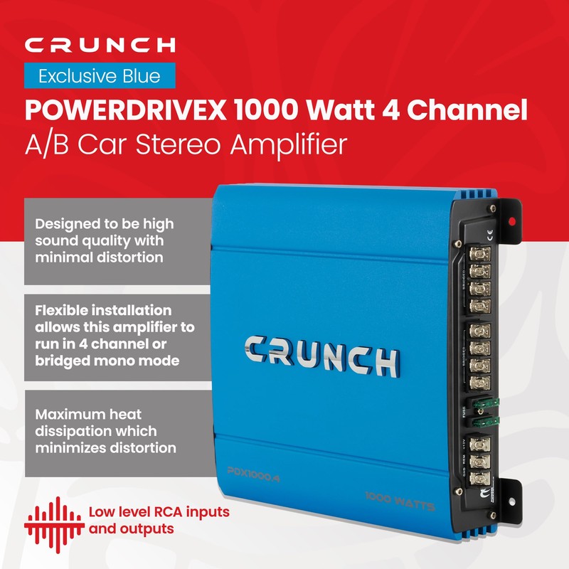 Crunch PDX-1000.4 PowerDriveX 1000 Watt 4 Channel Exclusive Blue A/B