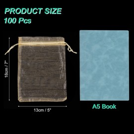 uxcell 100 Pcs Black Organza Bags 5 x 7 Inch Mini Mesh Drawstring Gift Bags Small Jewelry Pouches Bags for Wedding Festival Party Gift Favor