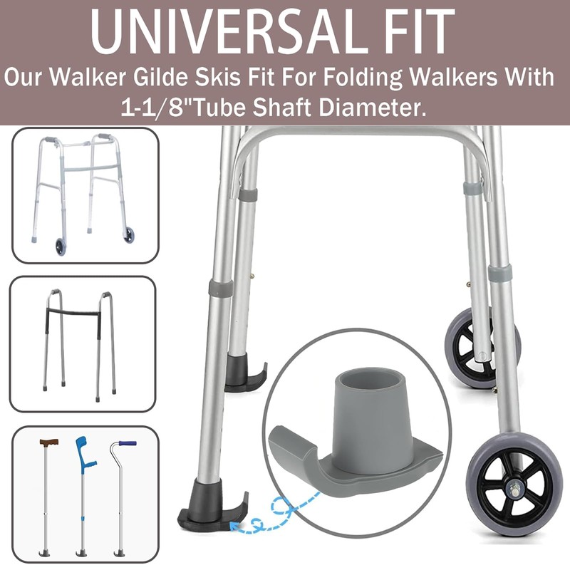 ZHUOKECE 4 Pcs Walker Glide Skis, Universal Fit Walker ski