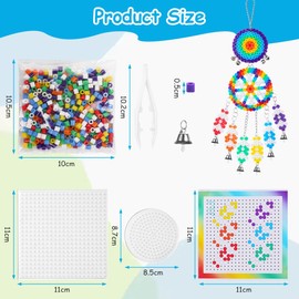 AUAUY Wind Chimes Fuse Beads Kit, 5mm Iron Beads Set for Kids, DIY Art Craft Toys Iron Beads, with Pattern Cards, Pegboards, Tweezers, Ironing Papers, Bell, Christmas Birthday Gift for Boys and Girls