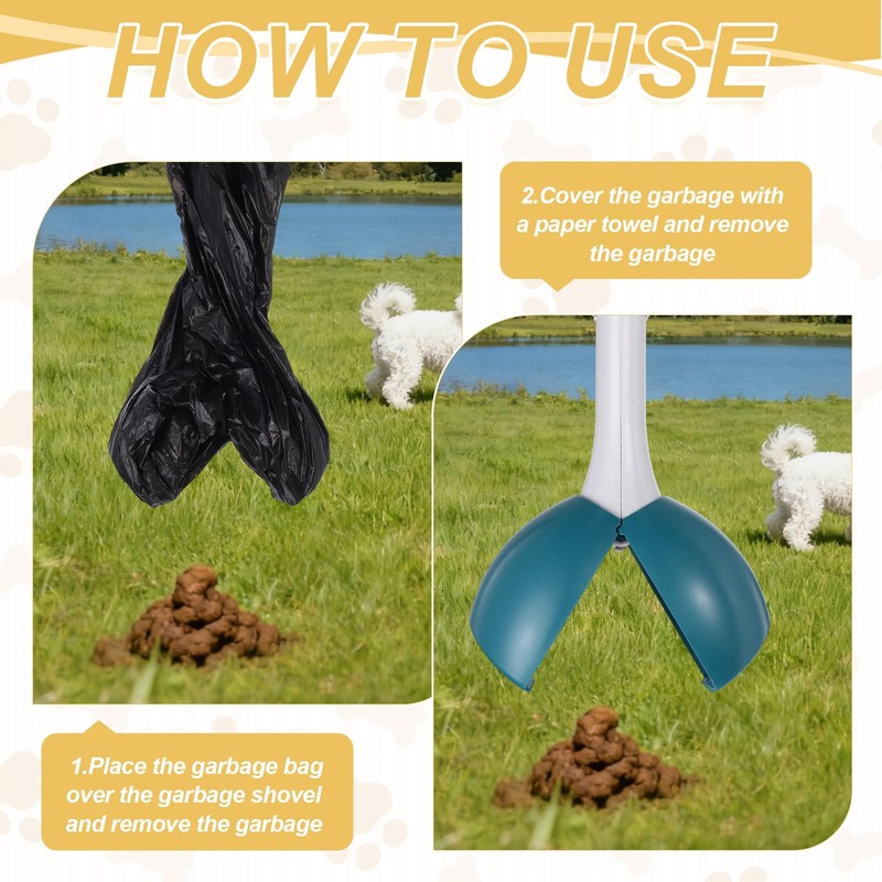 PETAXCELL Poop Scooper, 19.3" Long Handle Dog Poop Scooper, Blue