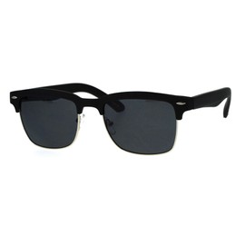 Mens Half Rim Rectangular Luxury Hipster Shade Sunglasses Matte Black
