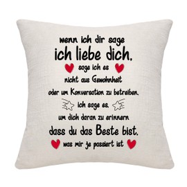 Bommex Gift for Girlfriend Boyfriend Wife Husband Wenn ich dir sage ich Liebe Dich Pillowcase for Couples Lovers Birthday Valentine's Day (Style-4)