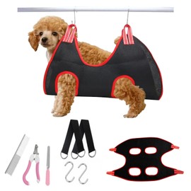 Warm family Dog Nail Clippers, Trimming Table, Nail Clippers, Grooming Hammocks, Pet Nail Clippers, Trimming Hammock, Hammock (S, Black Red)