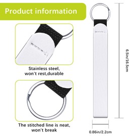 Anpuimult 40 PCS sublimation wristlet blanks Keychain Bulk White Neoprene Sublimation Wristlet Lanyard Keychain Holder for DIY Crafts Women