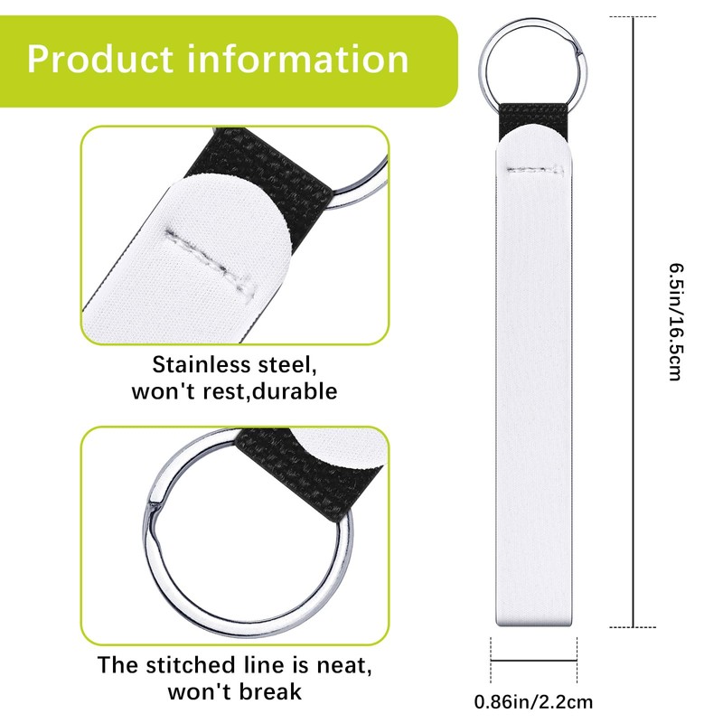 Anpuimult 40 PCS sublimation wristlet blanks Keychain Bulk White Neoprene