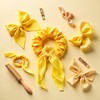 3Pcs Yellow Bow Scrunchies, Satin Ribbon Ponytail Hair Tie, Rope
