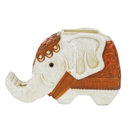 CAIRIAC Pen Pencil Holder with Phone Stand, Resin Elephant Pen Container, Desk Elephant Pen Holder for Men and Women, Christmas, New Year Gifts (Vintage Brown)