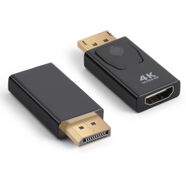 AXFEE 2PCS DisplayPort to HDMI Adapter, 4K DP to HDMI Converter, DP Male to HDMI Female Adapter, Display Port to Hdmi Port Adaptor Support HDTV, Projector, Monitor, Desktop, Laptop (Black)