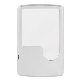 POCREATION Lupa Tarjeta Portátil LED 3X 6X, Lente Acrílico Doble Aumento con Estuche Cuero
