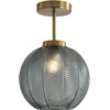 KCO Lighting 1-Light Blue Glass Ceiling Light Small Globe Flush