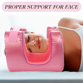 SAGUD Memory Foam Face Pillow for Side Sleeper Anti-Wrinkle Massage Bed Pillow with Soft Pillowcase Beauty Pillow for Sleeping Face Down, Pink