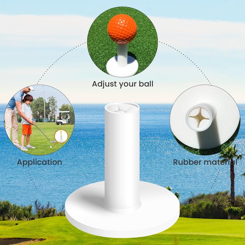 Amy Sport Rubber Golf Tees for Driving Range (Pure White