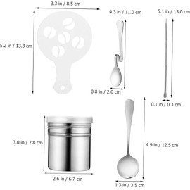 20 Pieces Coffee Decoration Stencils Set - 1 Piece Stainless Steel Powder Shaker with 16 Pieces Coffee Stencils Latte Art Pen, Cocoa Shaker, Coffee Stencil, Spoon