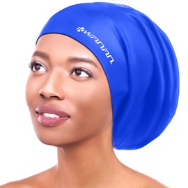 Extra Large Silicone Swim Cap for Long Hair and Protective Styles–Waterproof Swimming Cap for Men and Women with Dreadlocks, Weaves, Extensions, Braids, Curls, and Afros–Keep Hair Dry