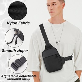 AdiStylinno Sling Bags for Men, Small Anti-Theft Waterproof Cross Body Bag Men Shoulder Bag with Dual Zipper Pockets Adjustable Strap Lightweight Chest Bag for Traveling Running Cycling (Black, S)