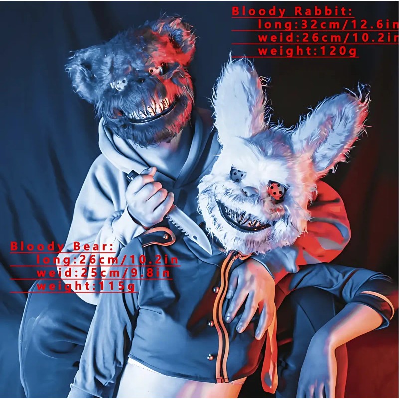 Mascaras Halloween De Conejo Y Oso Sangriento Miedo Fiesta