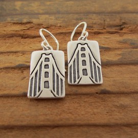 Mark Poulin Sterling Silver Golden Gate Bridge Earrings - San Francisco Bay Area California Earrings