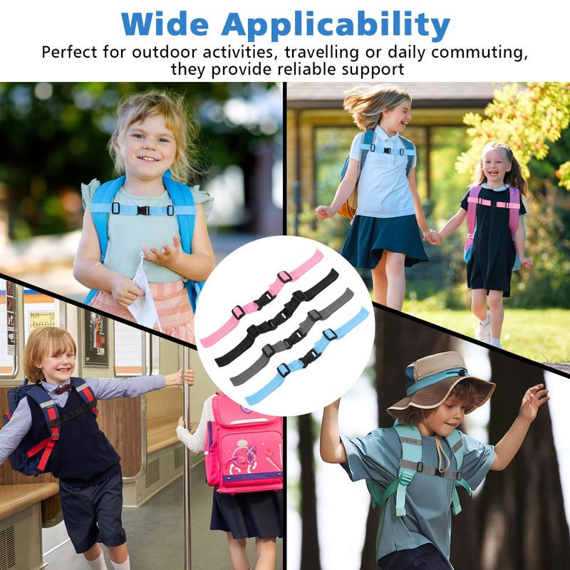 MIHURO Pack of 4 Children's Chest Strap Backpack Chest Strap