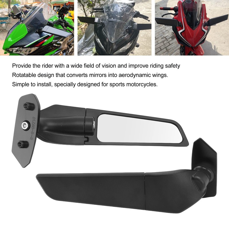 SOULONG Motorcycle Wing Mirrors 1 Pair Aluminum Rotating Side Mirrors