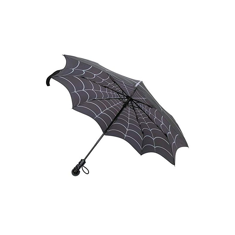 Kreepsville 666 Skull Handle Spiderweb Umbrella