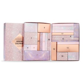Revolution Beauty 24-Piece Holiday Beauty Advent Calendar, Makeup Gift Set with Lip Gloss, Nourishing Lip Masks, Brushes & Brow Gel, Vegan & Cruelty-Free