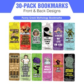 Creanoso Funny Greek Mythology Bookmarks (5-Sets X 6 Cards) – Daily Inspirational Card Set – Interesting Book Page Clippers – Great Gifts for Adults and Professionals
