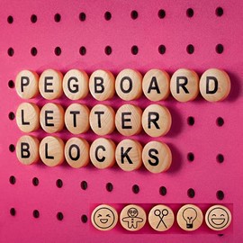 [Improved Version 2.0] Pegboard Letters for 1/4" Hole Pegboard | Craft Pegboard Accessories | 115 1/4" Pegboard Decoration Blocks with Emojis - 2022 Round Version