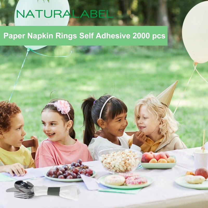 NATURALABEL Standard Napkin Band, Paper Napkin Rings Self Adhesive 2000-Count