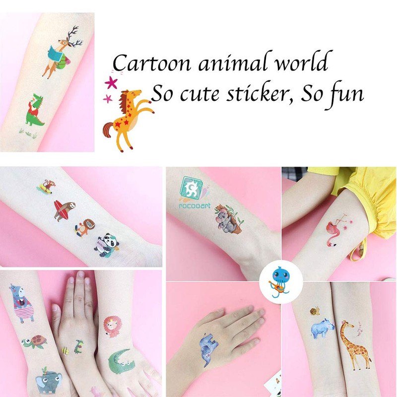 Children's Animal Tattoo Set, 255 Pieces, Colourful Temporary Tattoos