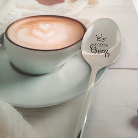 Coffee Gifts Spoons for Women Coffee Lovers Coffee Queen Spoon for Wife Friend Coffee Lover Gifts for Coffee Drinkers Women Christmas Birthday Gifts for Mom Funny Coffeespoons