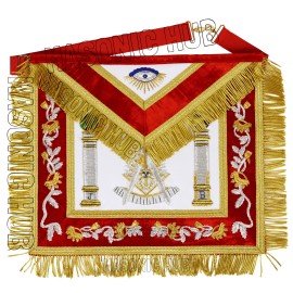 Handmade Masonic Past Master Apron Premium Sheep Leather - Bullion Gold & Silver