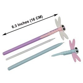 Maydahui 10 PCS Simulation Dragonfly Rollerball Gel Pens Creative Insect Pen Novelty Animal Pens Soft Silicone Black Ink for School Party Office