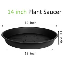 OVZILKI 1 Pack of Plant Saucer Tray 14 inch, Heavy Duty Plastic Pot Plant Drip Trays Saucers for for Indoors Outdoor, Plant Water Tray for Planters (14", Black)
