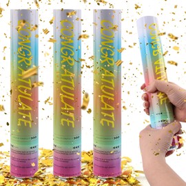 Confetti Gold Glitter x 4 Pieces, SilverChry Party Popper Gold, Confetti Cannon Birthday, Confetti Gun Set, Confetti Cannon, Wedding Confetti Poppers, Confetti Cannons Poppers (Fragmented)