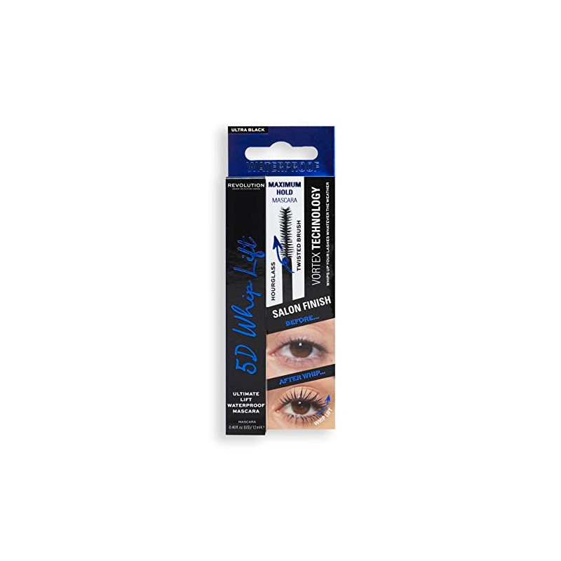 Makeup Revolution 5D Whip Lift Waterproof Mascara, Maximum Lift, Length