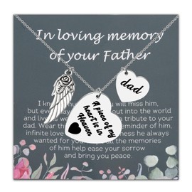 PLITI Sympathy Gift In Loving Memory Of Your Father Gift A Piece Of My Heart Is In Heaven Dad Memorial Necklace (Father Heaven Dad necCA)