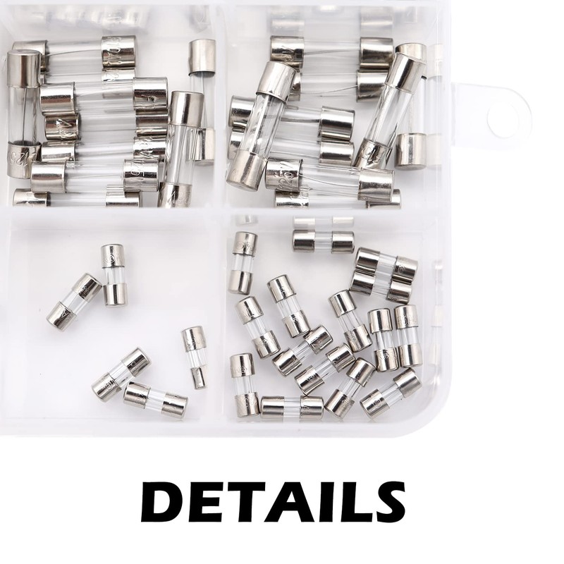 Sunxeke 120Pcs 9 Values 125V Fast Blow Glass Fuses Assortment