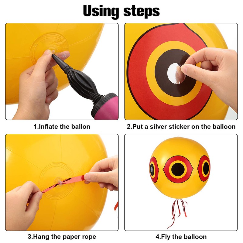 3PCS Bird Repellent Balloons Scary Eyes Balloons with Eye Sticker