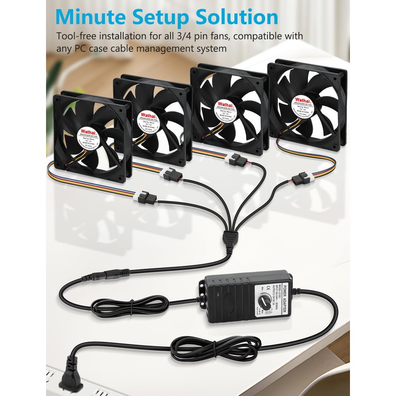 Wathai 36W 12V PC Fan Speed Controller Adjustable Power Supply