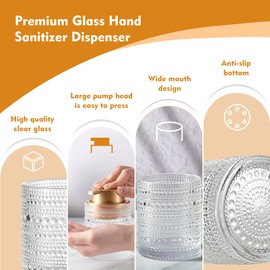 MKLZ 12 Oz Glass Foaming Soap Dispenser with Gold Pump, Clear Refillable Liquid Hand Soap Bottles for Bathroom, Cute Decorative Lotion Container for Dish Soap, Hand Soap